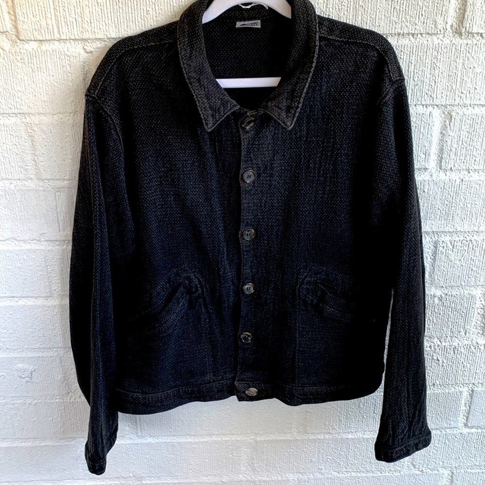 CP Shades Linen Cotton Textured Natural Fibers Button Up Jacket sz M